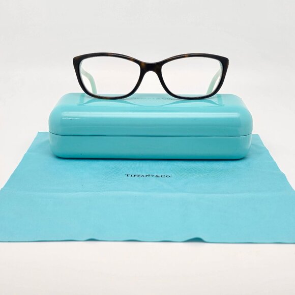 Tiffany & Co TF2074 8134 Havana on Tiffany Blue Cat Eye Eyeglasses Frame w/ Case - Picture 1 of 16